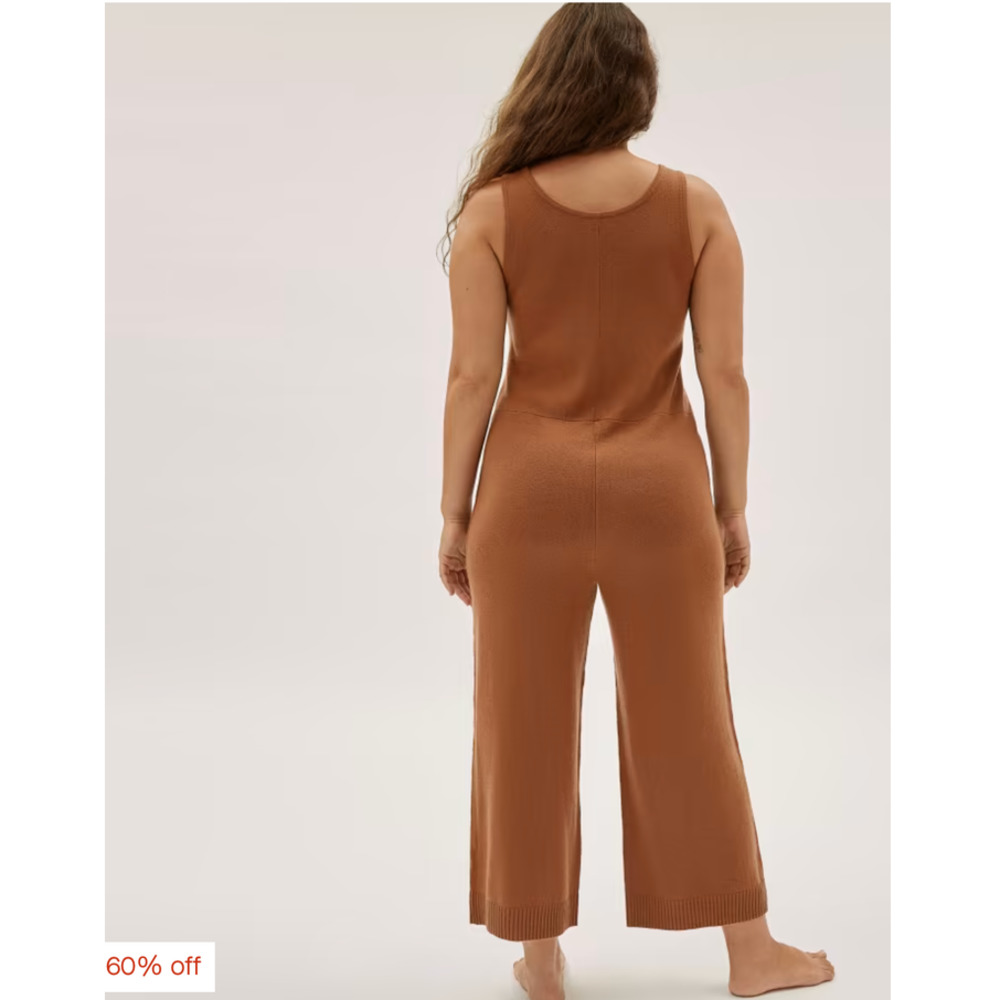 EVERLANE The Cashmere Jumpsuit Womens Small Brown Sleeveless Wide Strap Knit - Picture 3 of 16